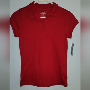 Izod Red Polo Short Sleeve Girls Shirt Size Large 14 School Uniform